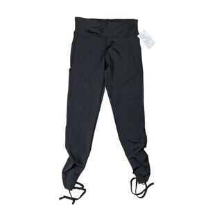 Black Athletic Jogger Pants Drawstring Ankle Waistband‎ Stretch S NEW